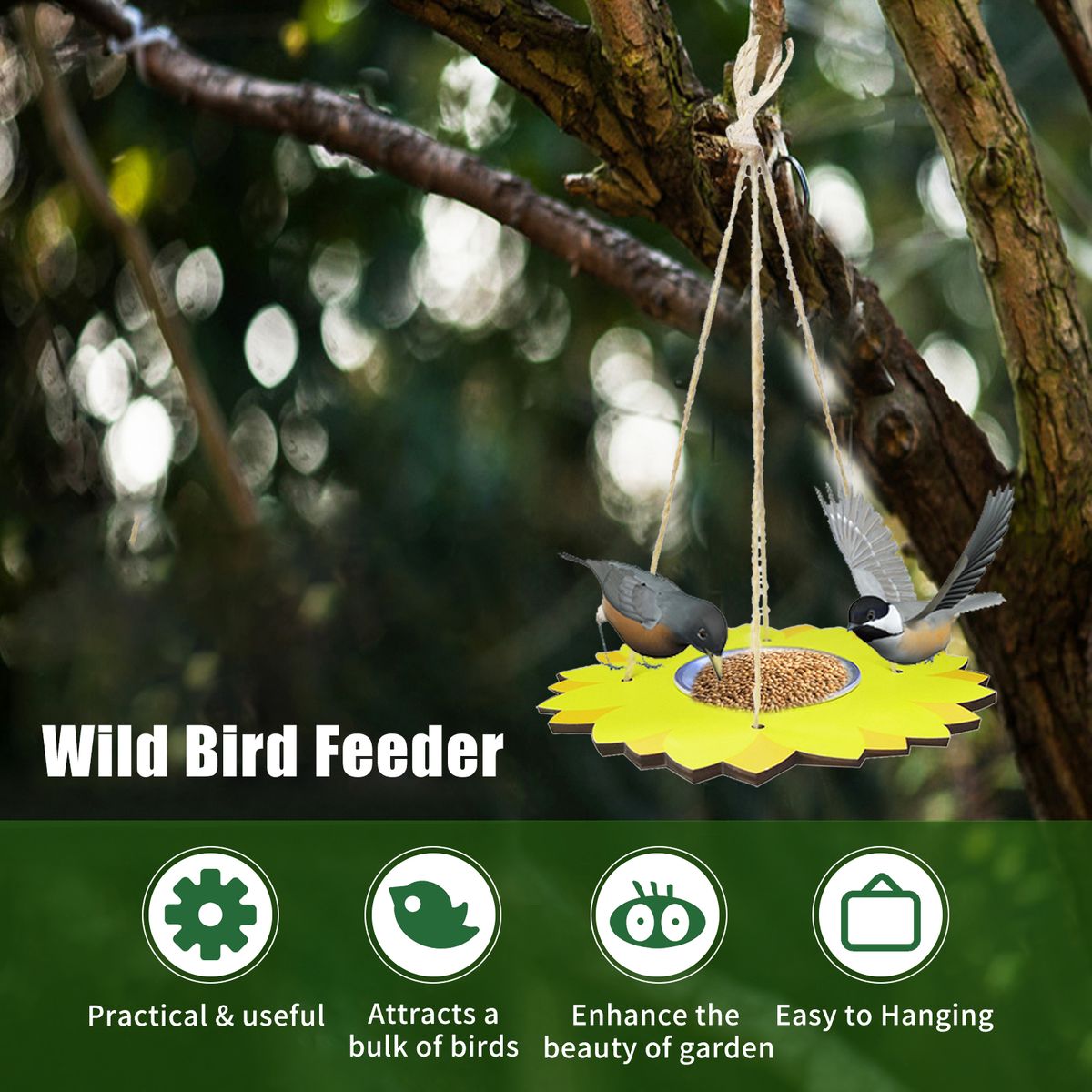 Hanging Bird Feeder Tray Stainless Steel Tray Wild Bird