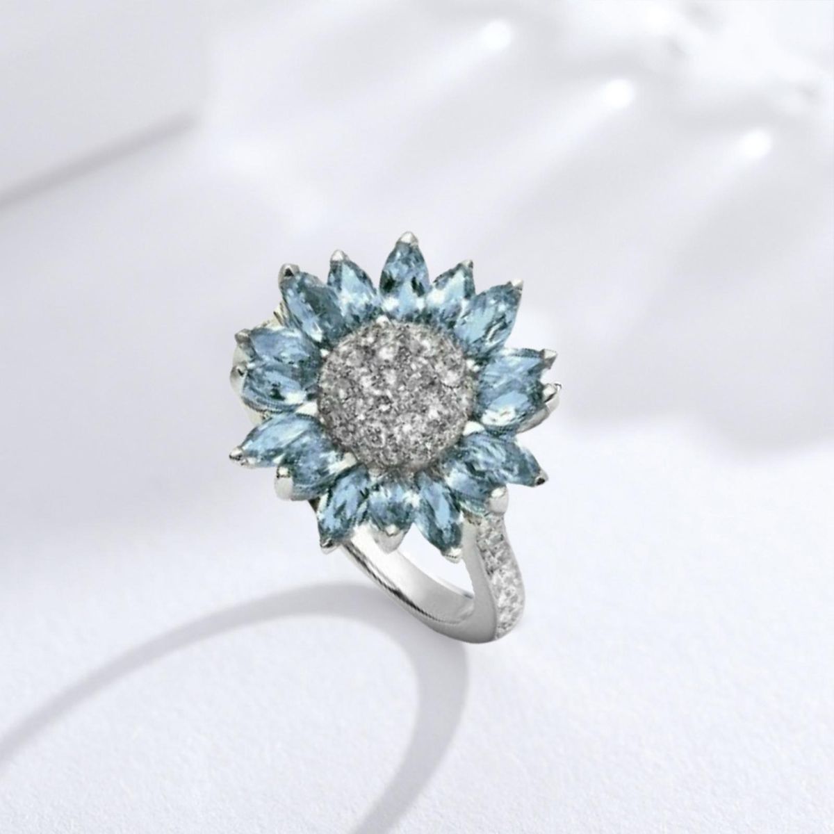Proposal Ring Women Sunflower Shape Engagement Ring Jewelry