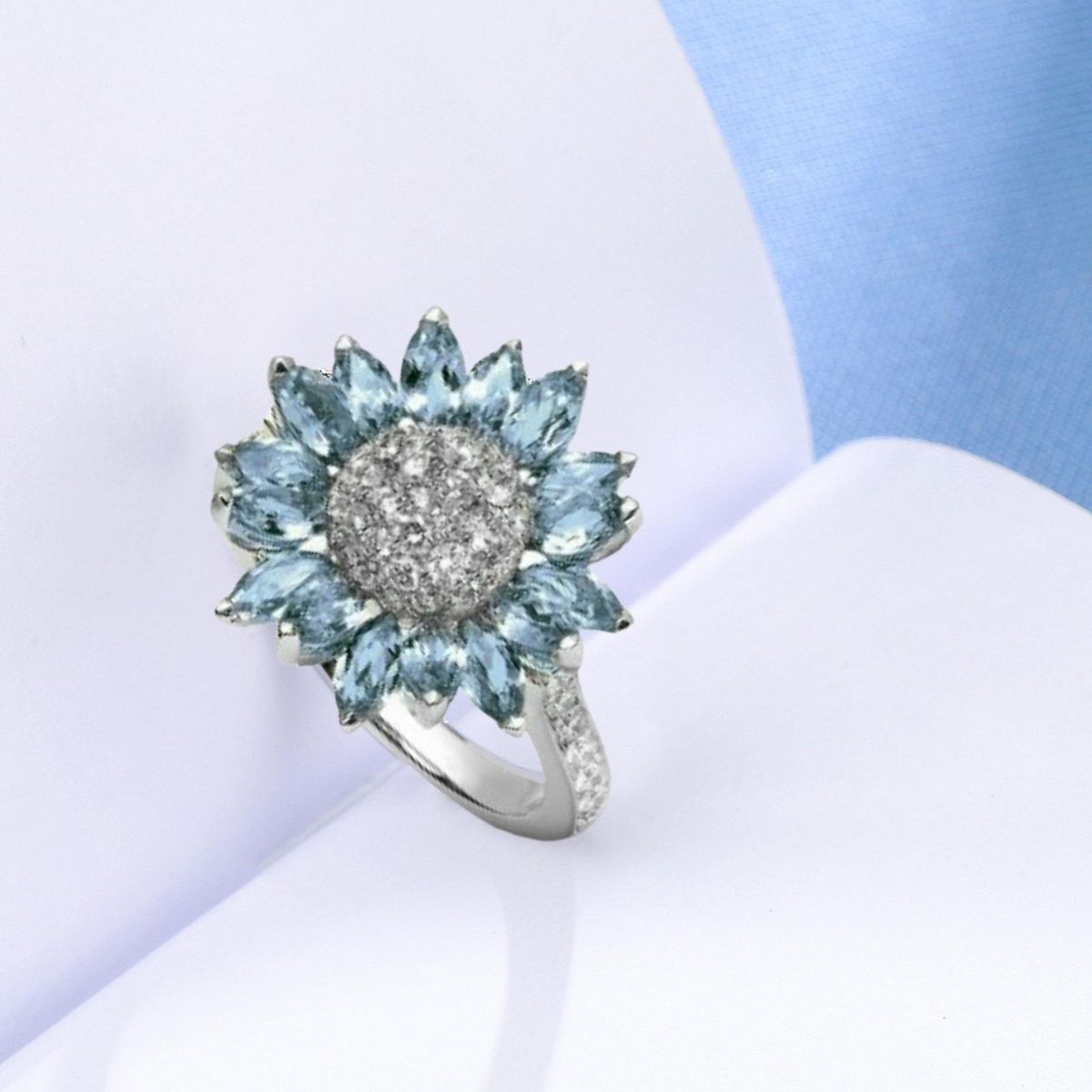 Proposal Ring Women Sunflower Shape Engagement Ring Jewelry