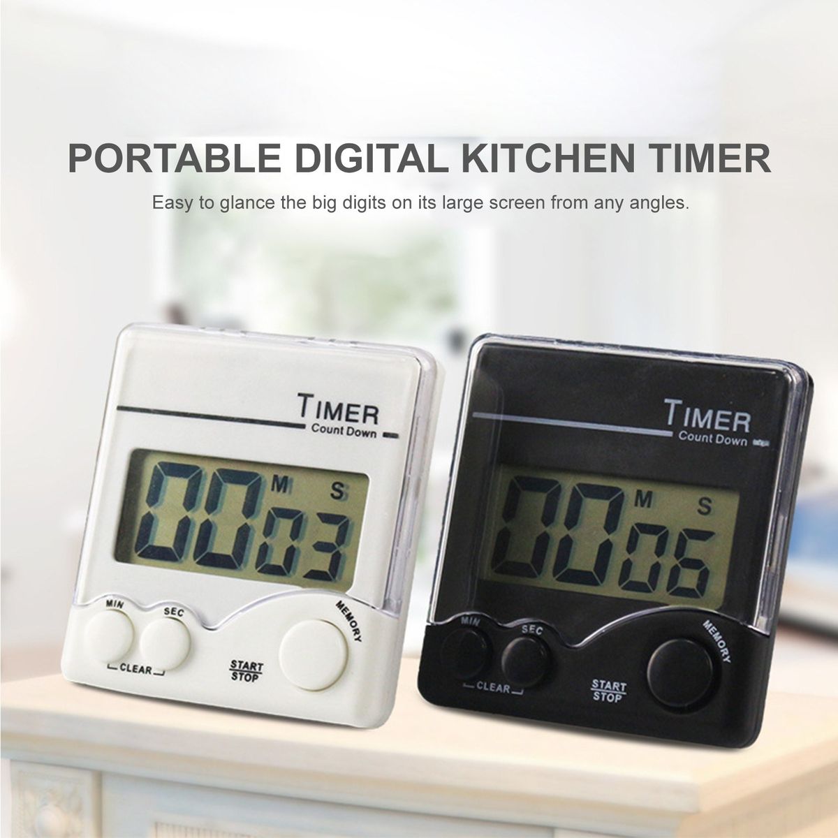 Digital Kitchen Timer With Strong Magnet Back Stand Loud