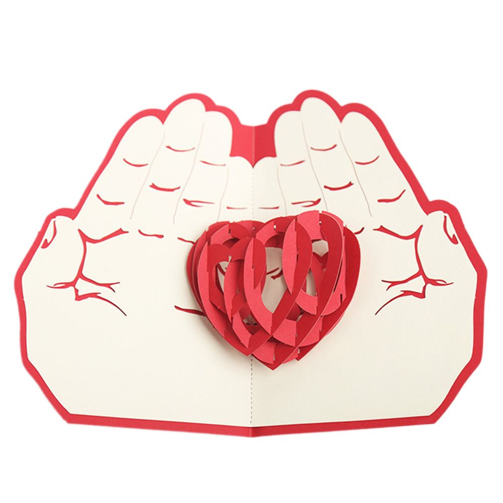 3D Pop Up Greeting Card Heart In Hand Anniversary Birthday-