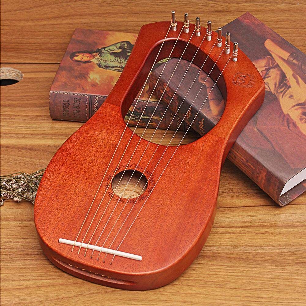 Walter WH-05 7-String Mahogany Wood Iyre Harp With Bag Tunning Tool