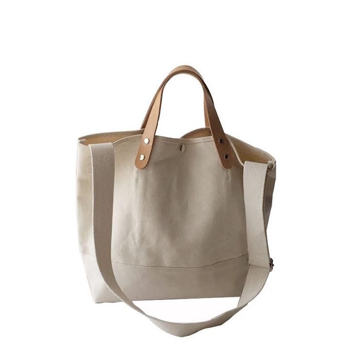 Simple all-match large bag 2020 new ins canvas large-capacity handbag casual shoulder messenger bag white