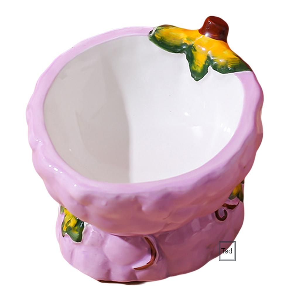 Painted Ceramic Cat Food Bowl Ergonomic Neck Guard Pet
