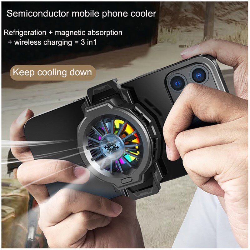 Phone Game Cooler Phone Fan, Liquid Cooling Fan Back Clip,Magsafe Wireless Charging For IPhone , For Black Shark Phone Radiato