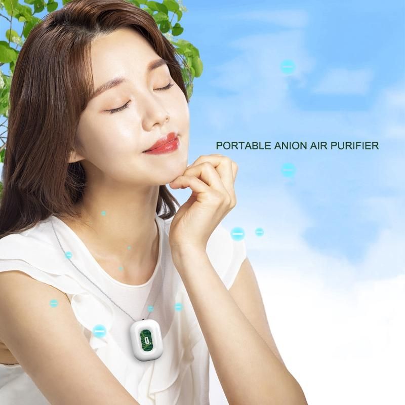 Personal Wearable Air Purifier Necklace Mini Portable Air Freshner Ionizer Negative Ion Generator for Travel Red