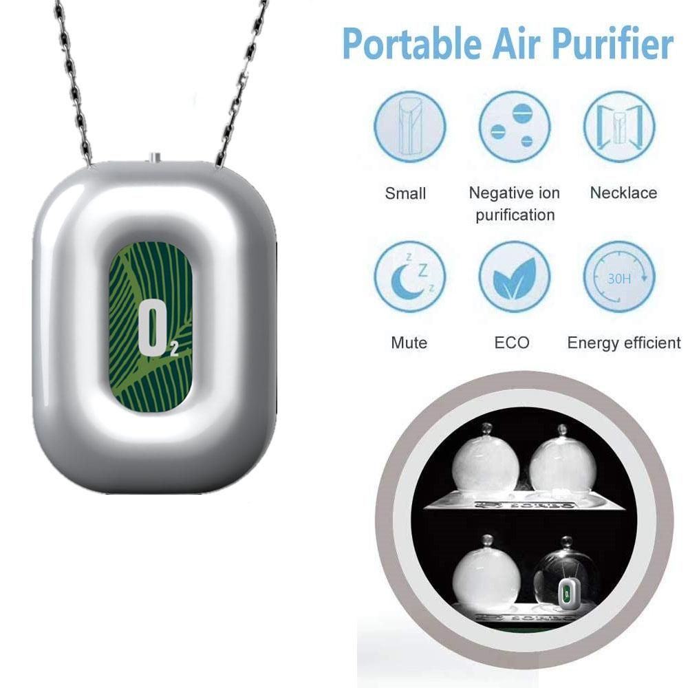 Personal Wearable Air Purifier Necklace Mini Portable Air Freshner Ionizer Negative Ion Generator for Travel Red