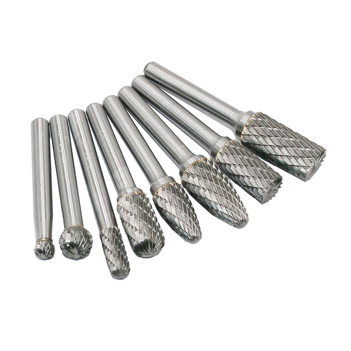 Tungsten Steel Burr Set With 6mm Shank 8Pcs Double Cut Solid