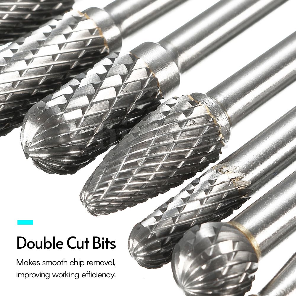 Tungsten Steel Burr Set With 6mm Shank 8Pcs Double Cut Solid