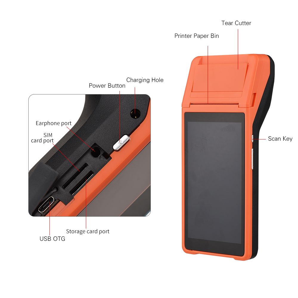 All In One Handheld PDA Printer Smart POS Terminal Wireless