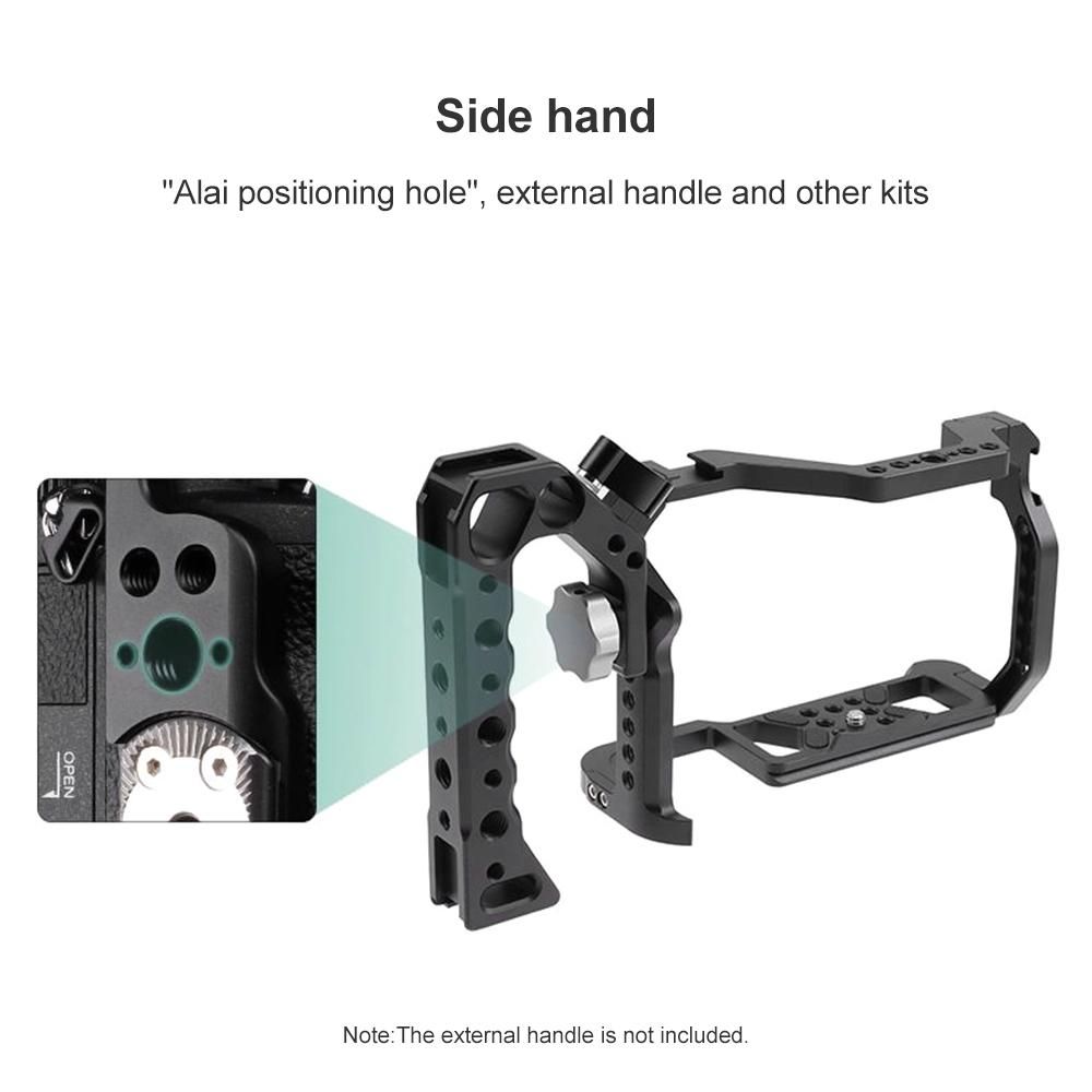 JLwin Metall Camera Cage Aluminum Alloy with Quick Release Plate Cold Shoe Mount Numerous 1/4in-20 And 3/8in-16 Threaded Holes Compatible with Canon EOS R5/R6 Camera