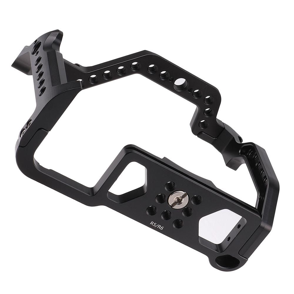 JLwin Metall Camera Cage Aluminum Alloy with Quick Release Plate Cold Shoe Mount Numerous 1/4in-20 And 3/8in-16 Threaded Holes Compatible with Canon EOS R5/R6 Camera