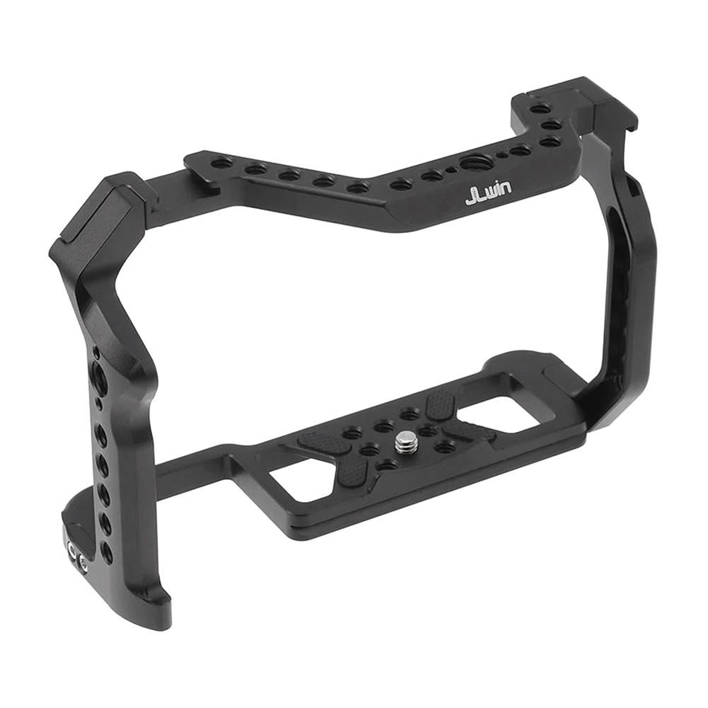 JLwin Metall Camera Cage Aluminum Alloy with Quick Release Plate Cold Shoe Mount Numerous 1/4in-20 And 3/8in-16 Threaded Holes Compatible with Canon EOS R5/R6 Camera
