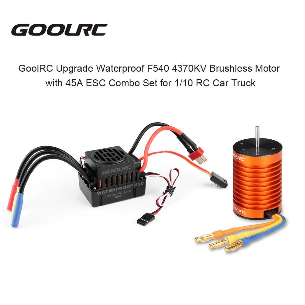 GoolRC Upgrade Waterproof F540 4370KV Brushless Motor with 45A ESC Combo Set for 1/10 RC Car Truck