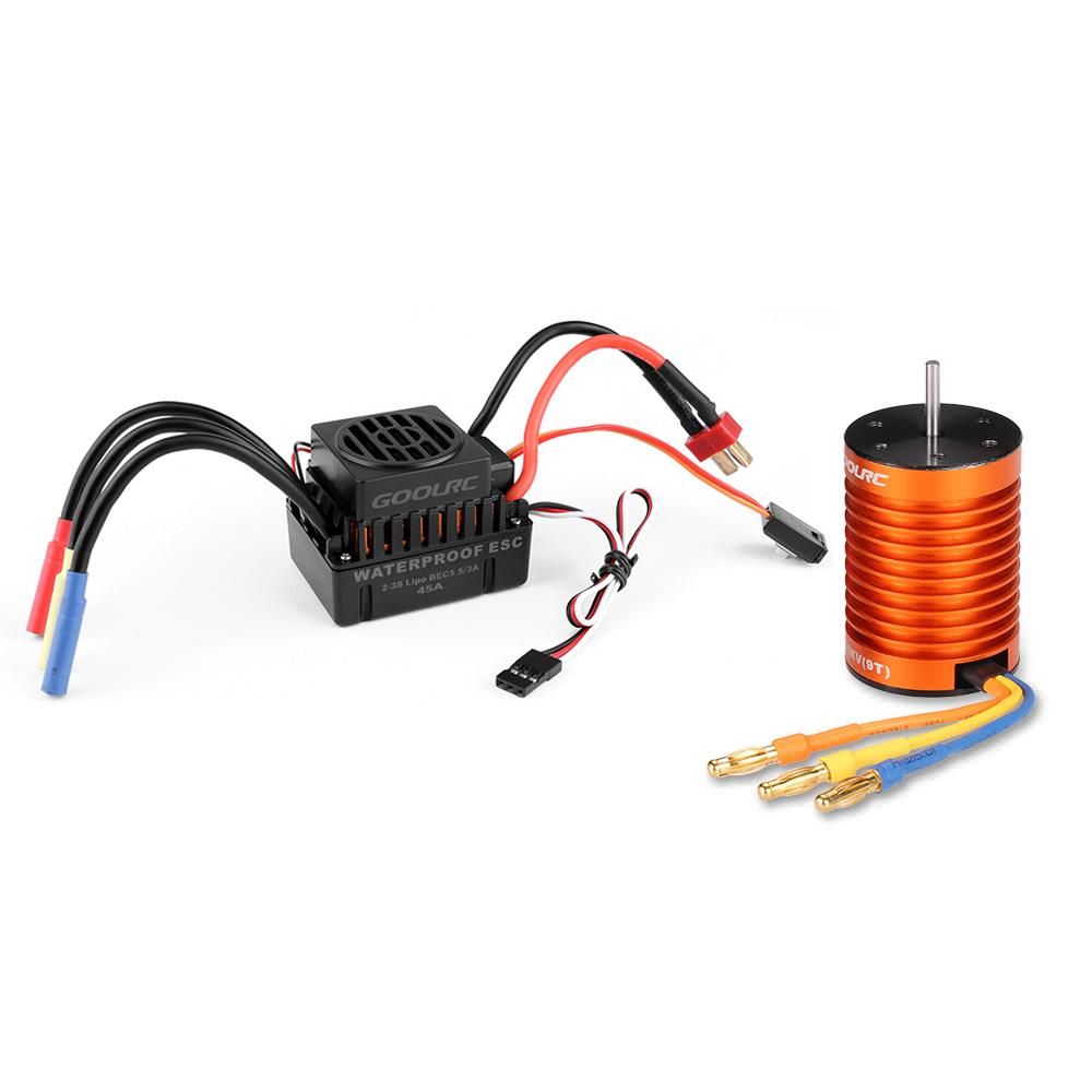 GoolRC Upgrade Waterproof F540 4370KV Brushless Motor with 45A ESC Combo Set for 1/10 RC Car Truck