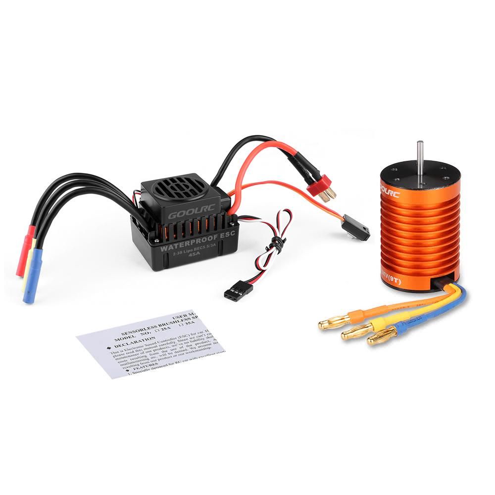 GoolRC Upgrade Waterproof F540 4370KV Brushless Motor with 45A ESC Combo Set for 1/10 RC Car Truck