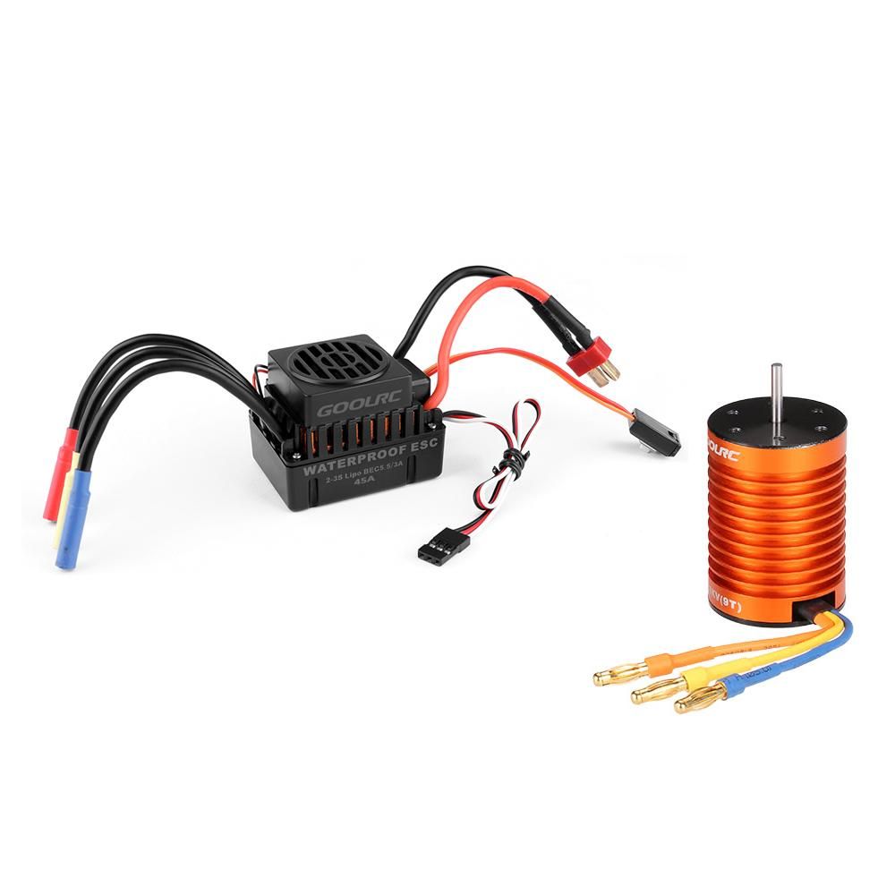 GoolRC Upgrade Waterproof F540 4370KV Brushless Motor with 45A ESC Combo Set for 1/10 RC Car Truck