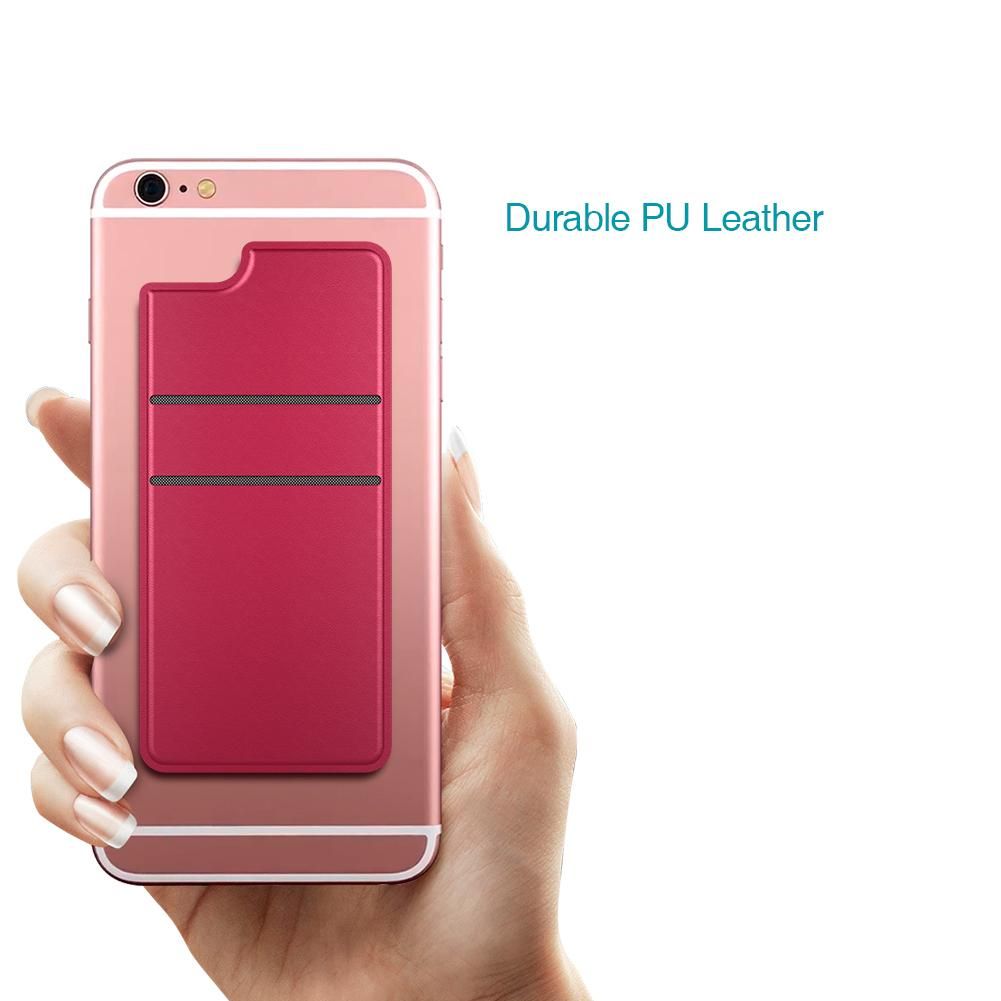 dodocool Ultra-slim Self Adhesive Credit Card Holder 2 Slot Stick-on Wallet for iPhone 7 Plus/7/6s Plus/6s/6 Plus/6 Smartphones Rose Red