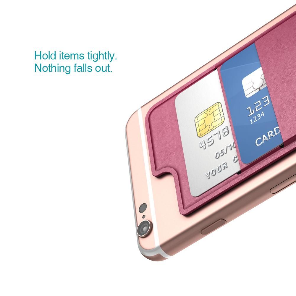 dodocool Ultra-slim Self Adhesive Credit Card Holder 2 Slot Stick-on Wallet for iPhone 7 Plus/7/6s Plus/6s/6 Plus/6 Smartphones Rose Red