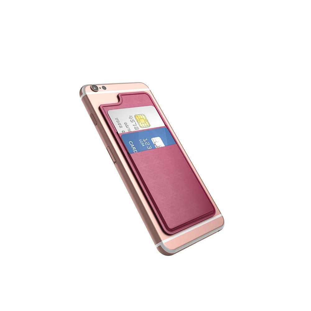 dodocool Ultra-slim Self Adhesive Credit Card Holder 2 Slot Stick-on Wallet for iPhone 7 Plus/7/6s Plus/6s/6 Plus/6 Smartphones Rose Red