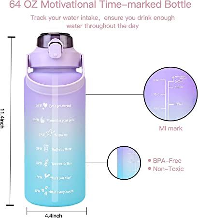 2L Time Marked Fitness Jug Outdoor Frosted Water Bottle