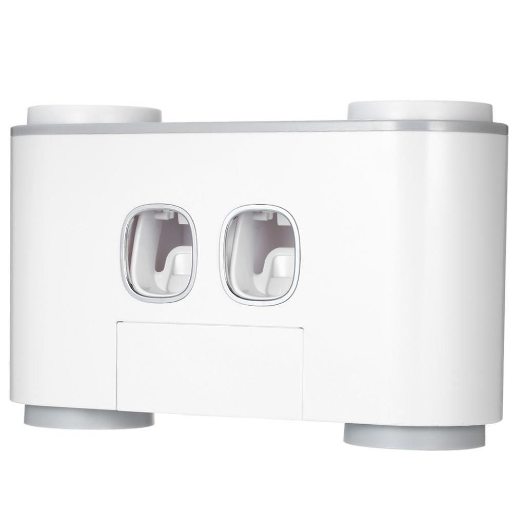 automatic squeeze toothpaste set vibrato toothbrush holder squeeze toothpaste artifact toothpaste toothbrush rack Four Cups of Happy Home-Grey