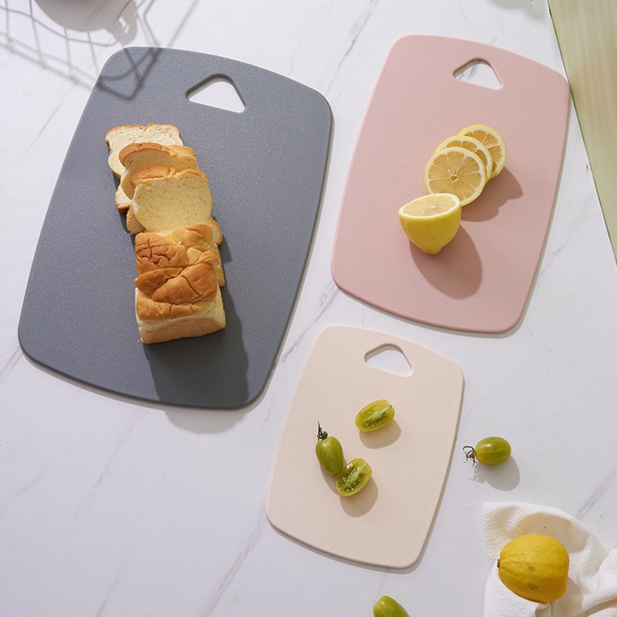 Easy Grip Non-slip Cutting Board Set 3-piece Thick for Kitchen Pink