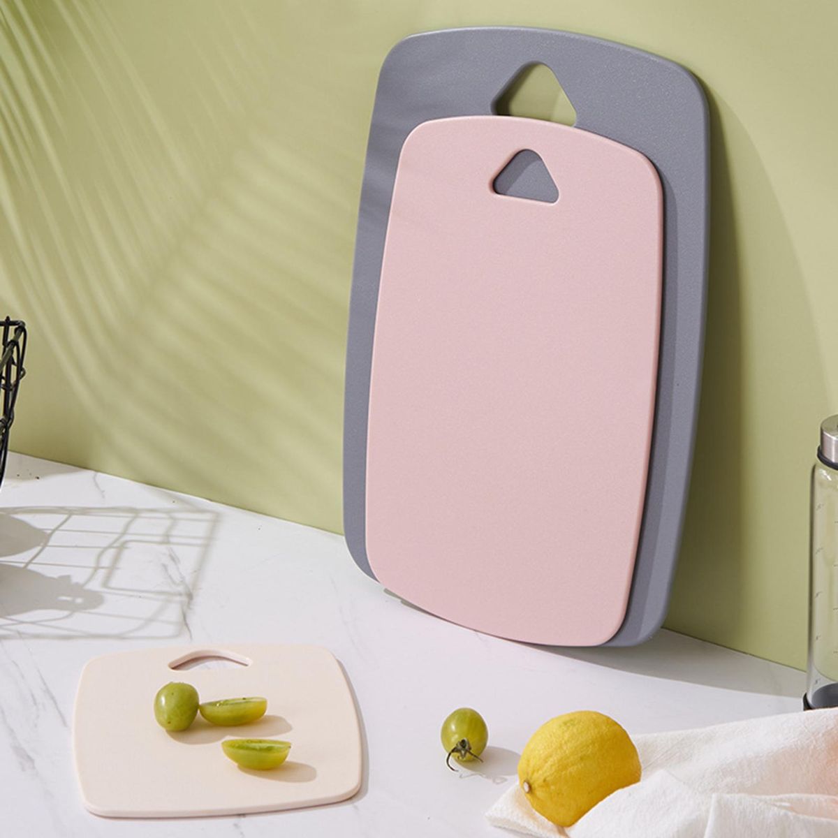 Easy Grip Non-slip Cutting Board Set 3-piece Thick for Kitchen Pink