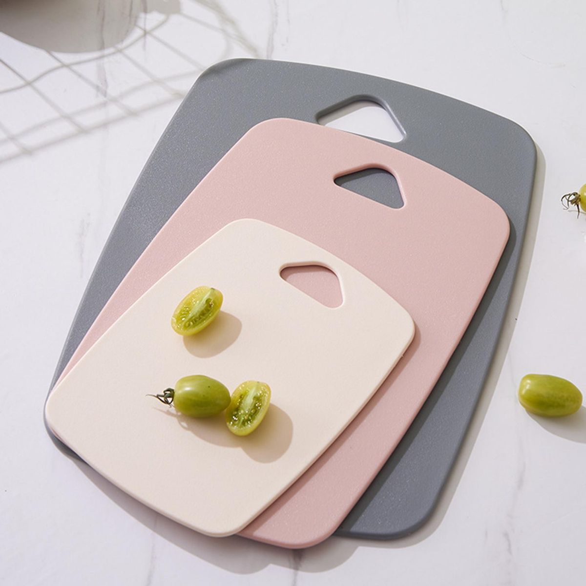 Easy Grip Non-slip Cutting Board Set 3-piece Thick for Kitchen Pink