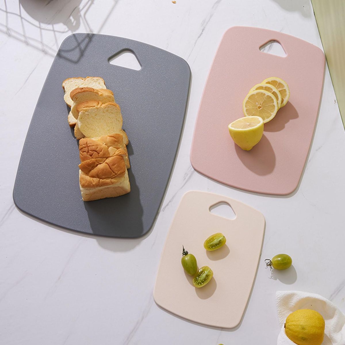 Easy Grip Non-slip Cutting Board Set 3-piece Thick for Kitchen Pink