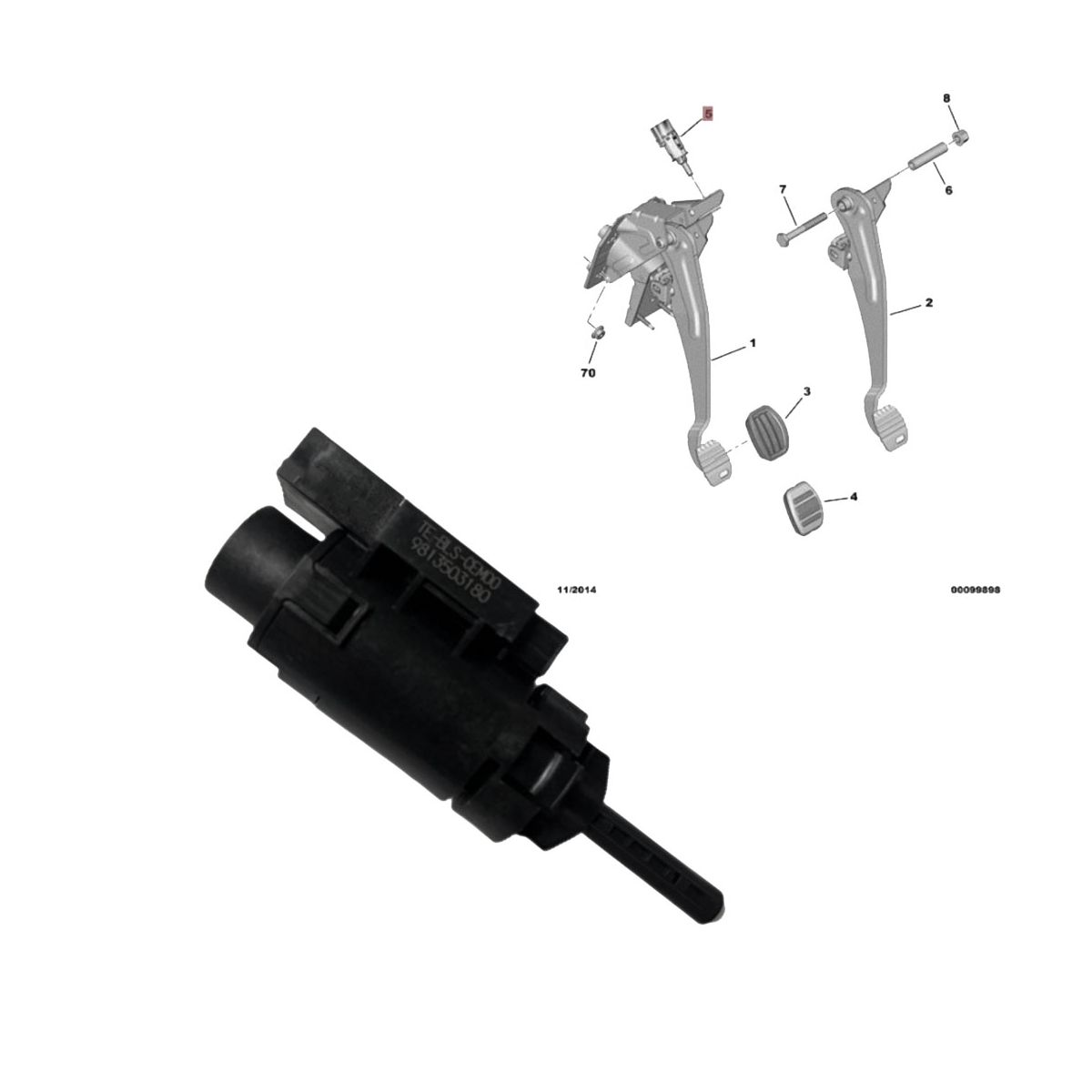 Car Parking Switch 9813503180 for T9 301 3008 P84E DS7 2018- Brake Pedal Switch Sensor