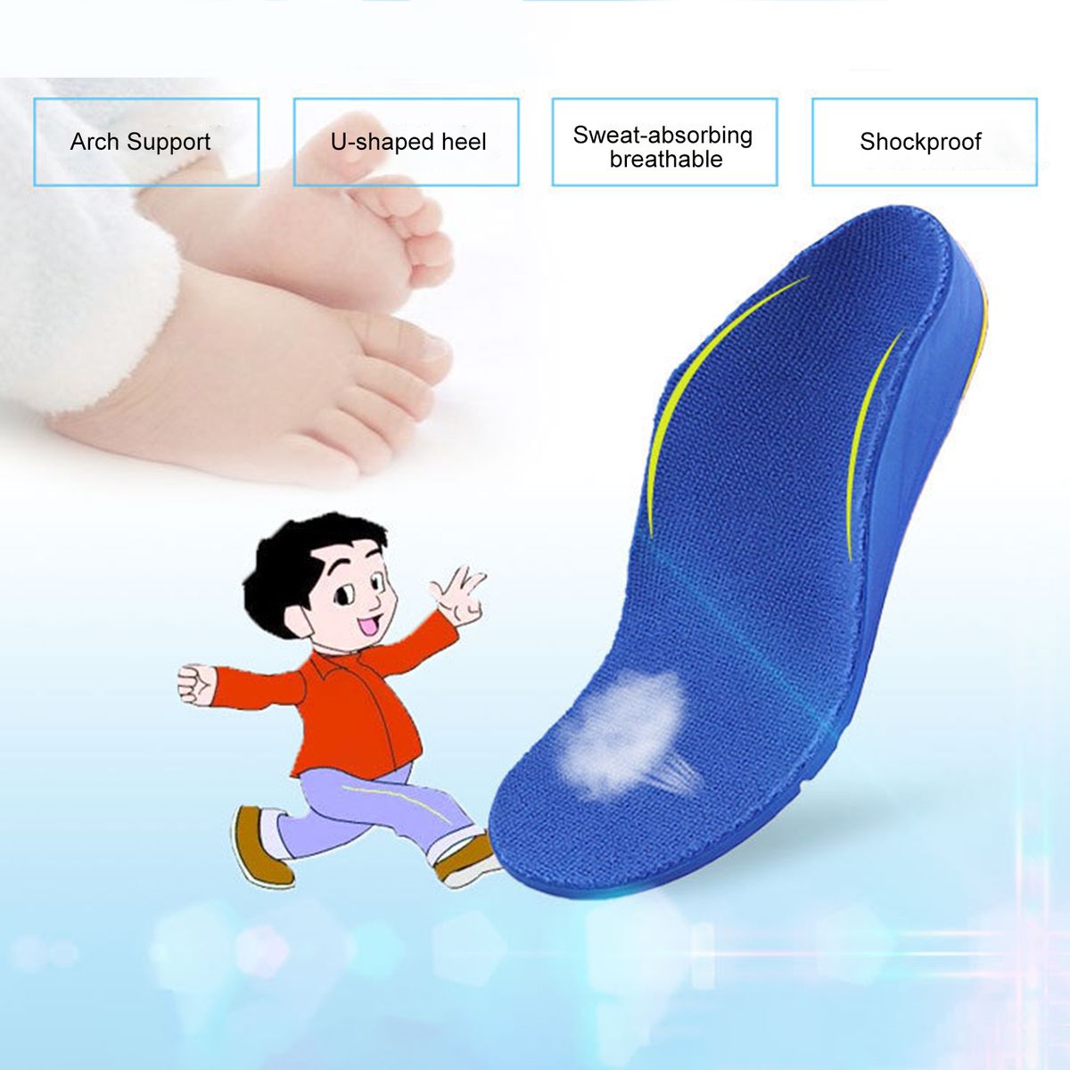 Pair Flat Foot Correction Insoles For Children Arch Support
