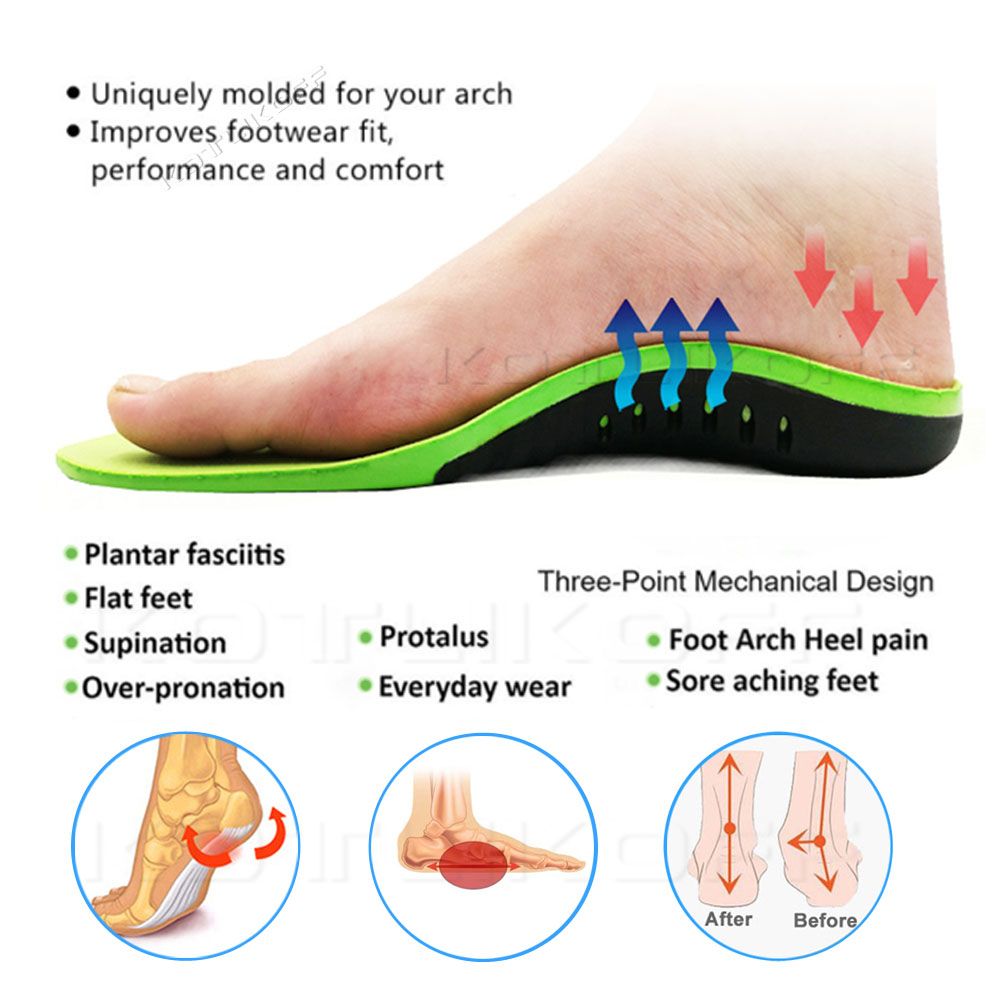 EVA Orthotic Insoles For Flat Feet High Arch Support Comfortable Sports Orthopedic Shoes Sole Insert Relieve Heel Pain Shoe Pads XL
