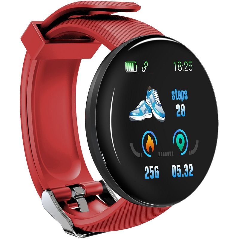 D18 1.3inch TFT Color Screen Smart Watch IP65 Waterproof,Support Call Reminder /Heart Rate Monitoring/Blood Pressure Monitoring/Sleep Monitoring(Red)