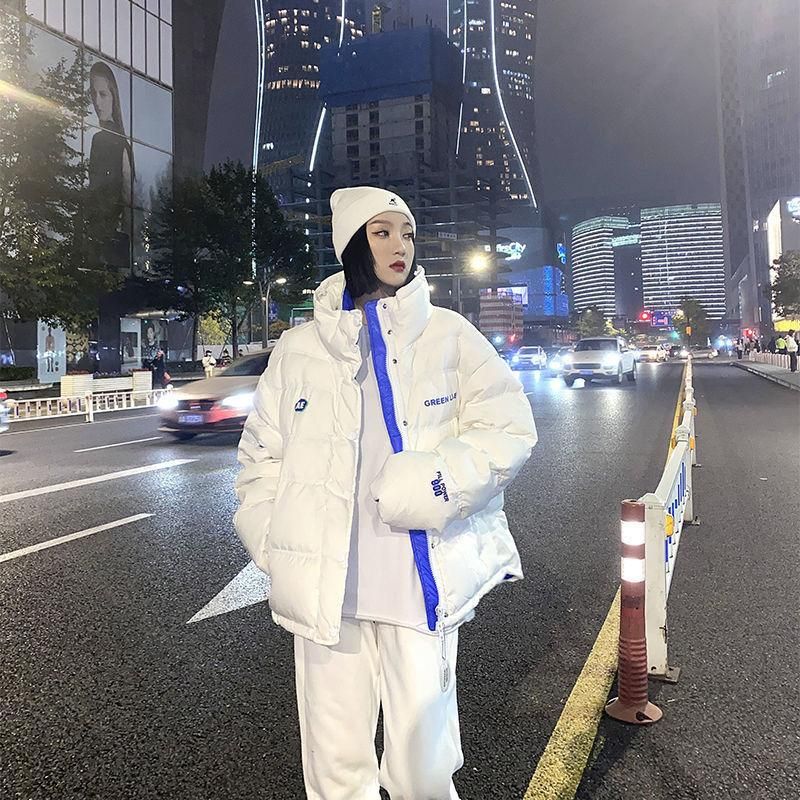 M27 Glossy Washable down Cotton-Padded Jacket Women's Short 2022 New Korean Style Loose Lapel Printed Fashion Puffer Jacket Coat