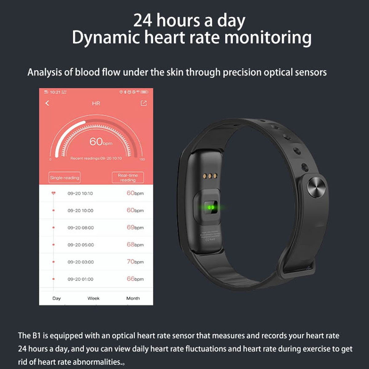 Color Screen IP67 Waterproof Smart Bracelet, Support Sleep Monitor / Heart Rate Monitor / Blood Pressure Monitor(Red)
