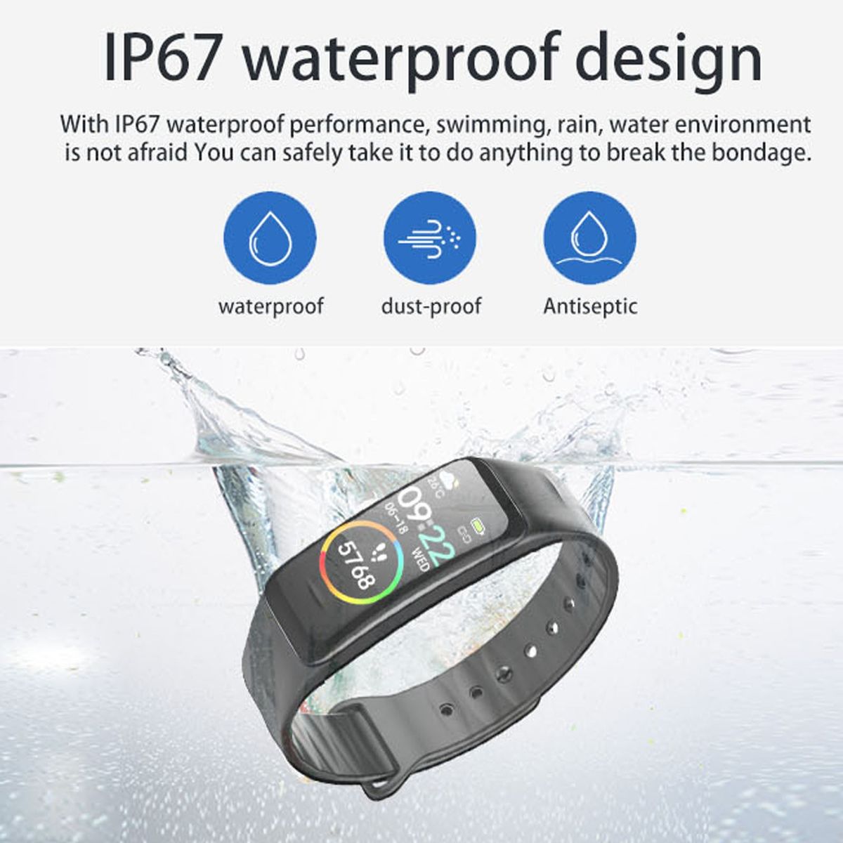 Color Screen IP67 Waterproof Smart Bracelet, Support Sleep Monitor / Heart Rate Monitor / Blood Pressure Monitor(Red)