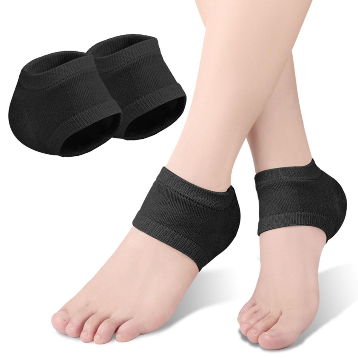 2x Adults Hydrating Heel Socks Lightweight Foot Black