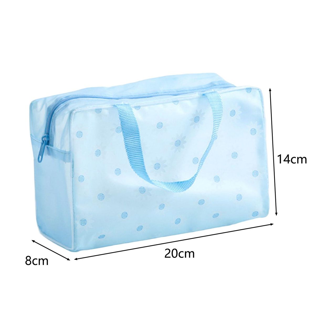Wash Bag Zipper Transparent Travel Storage Pouch Blue