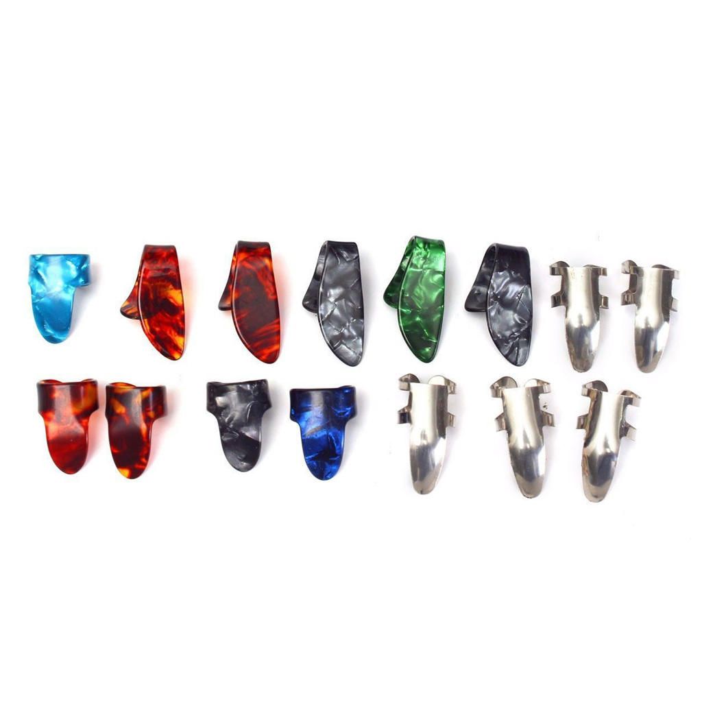 5 Thumb And 10 Finger Stainless Steel Celluloid Plectrums Guitar Picks