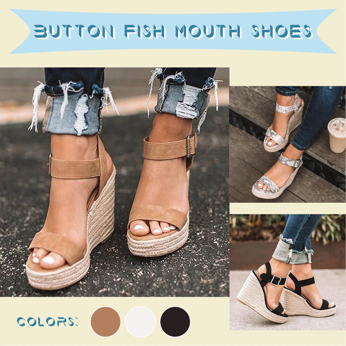 Sandalias Mujer Casual Plus Size Outdoor Beach Slippers Ladies Sandals Buckle Belt Open Toe Slope Heel Weaving Sandals