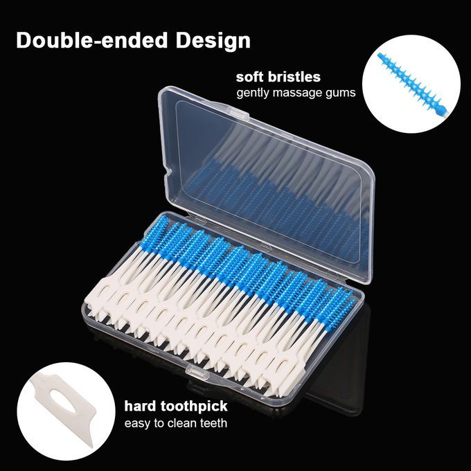 Anself 40pcs Double-ended Toothpick Soft Silicone Tooth