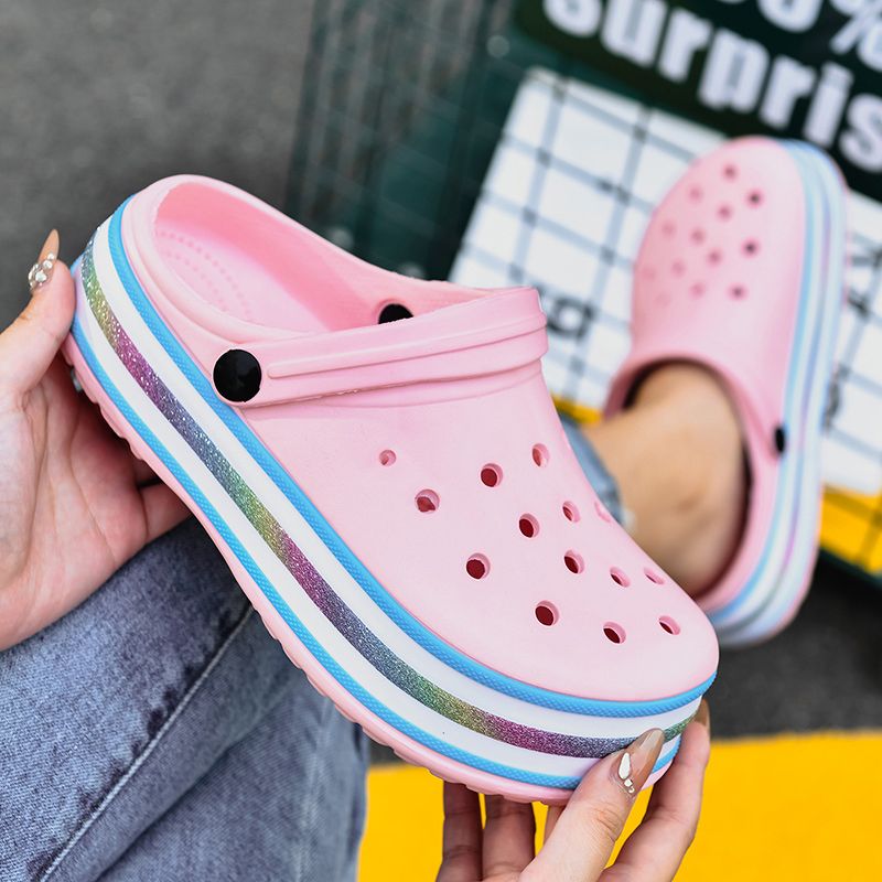 Women Sandals Thick Platform Summer Beach Soft Slide Slippers  Women Leisure Ladies Indoor Bathroom Non-slip Shoes Pink