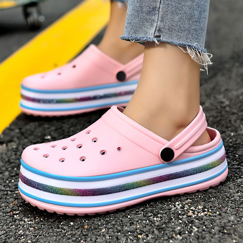 Women Sandals Thick Platform Summer Beach Soft Slide Slippers  Women Leisure Ladies Indoor Bathroom Non-slip Shoes Pink