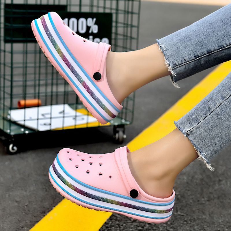 Women Sandals Thick Platform Summer Beach Soft Slide Slippers  Women Leisure Ladies Indoor Bathroom Non-slip Shoes Pink