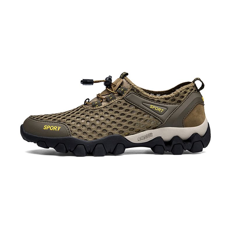 Outdoor Hiking Shoes For Men Breathable Mesh Footwear Brown