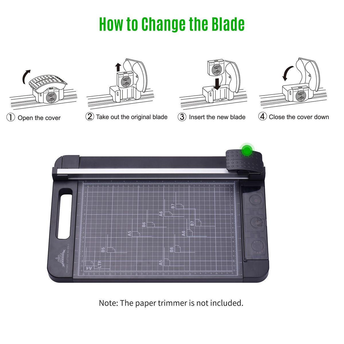 JIELISI Paper Trimmer Replacement Blades Refill Security Safeguard Design Craft Paper Photo Picture Card Cutting for 959-3 A4 Paper Cutter, Straight Rotary Blades