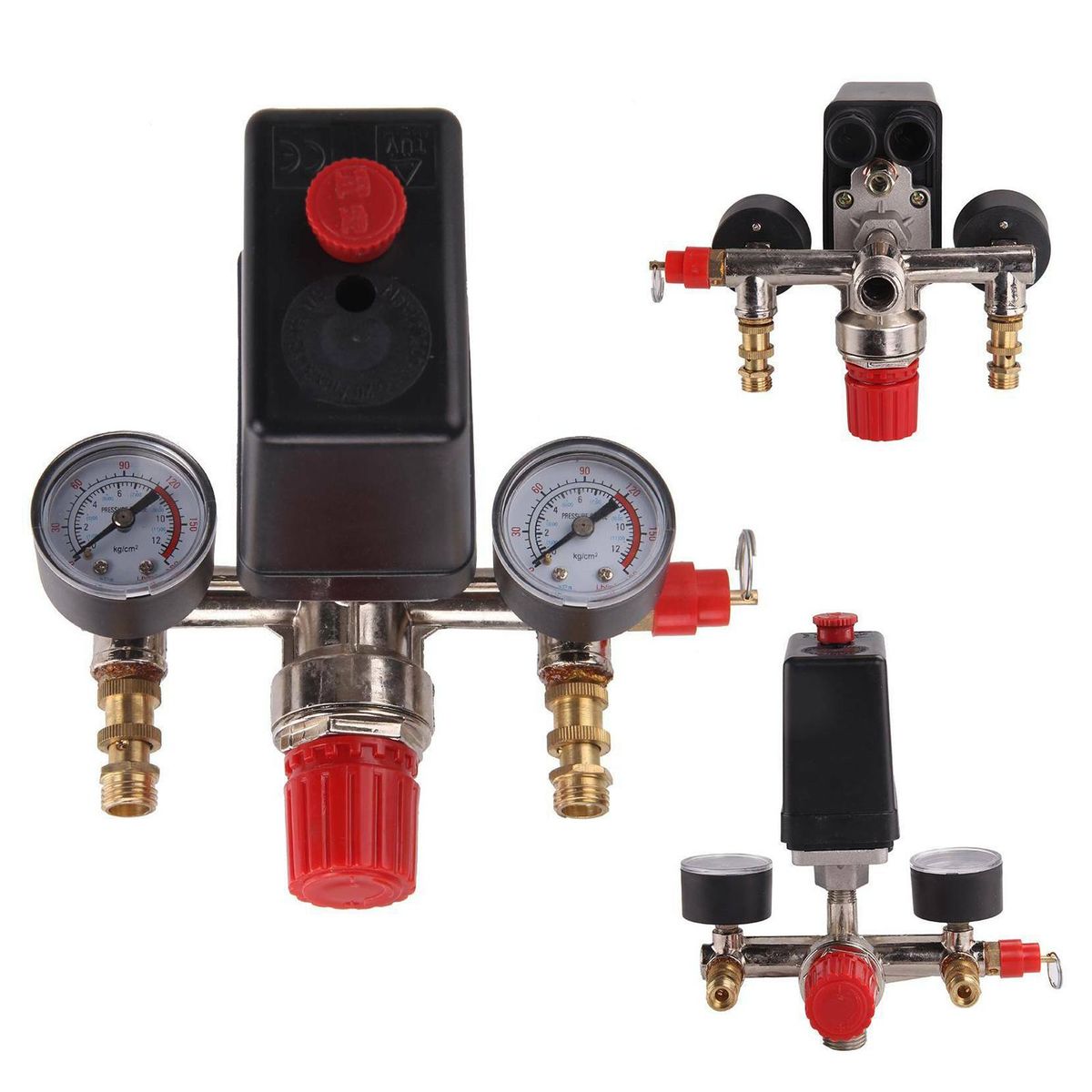 230V Pressure Switch Air Valve Intake Manifold Compressor Control Regulator Gauge Set