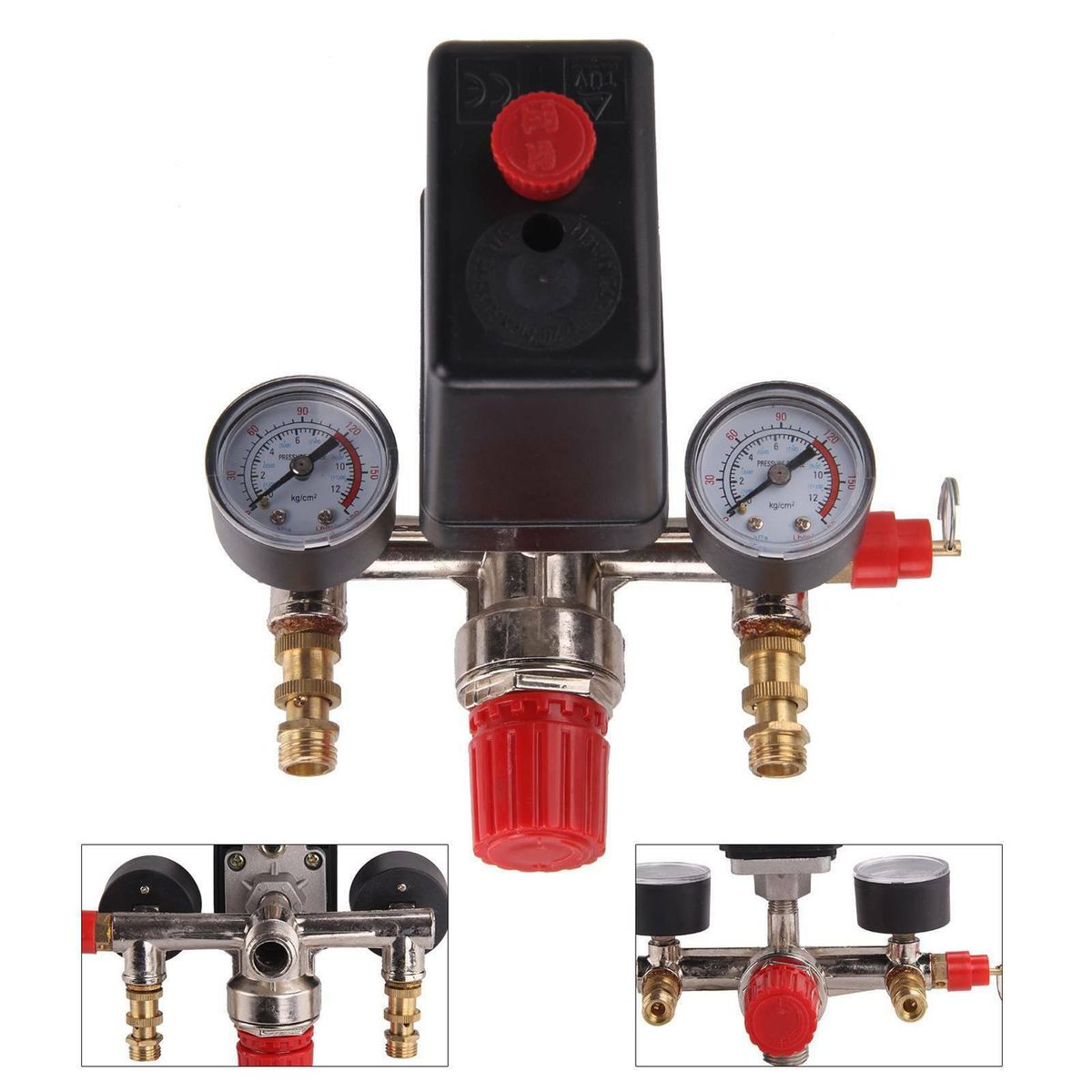 230V Pressure Switch Air Valve Intake Manifold Compressor Control Regulator Gauge Set