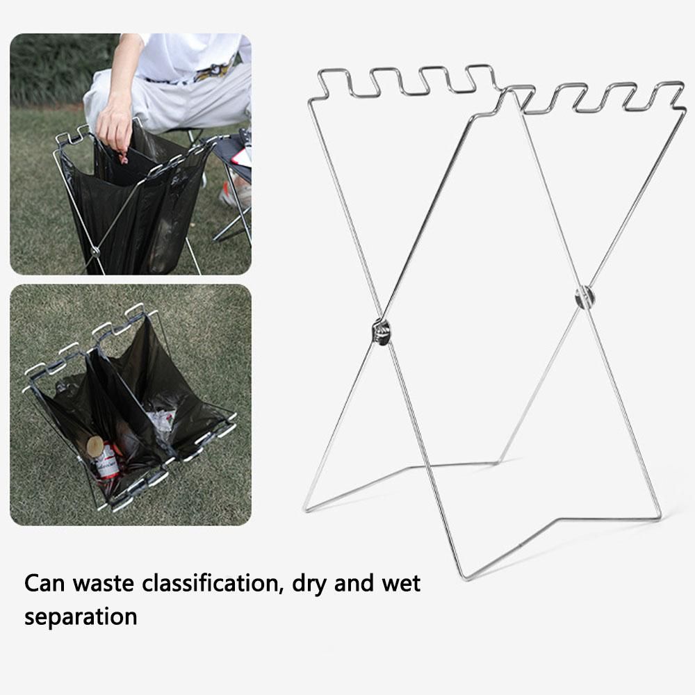 Trash Rack Outdoor Folding Garbage Bag Holder Trash Bag Frame for Kitchen Camping Picnic Barbecue